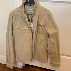 Zara Tan Military Field Jacket Utility Style